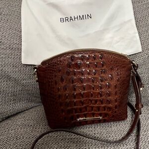 Brahmin Rich Brown Croc-Embossed Crossbody Bag